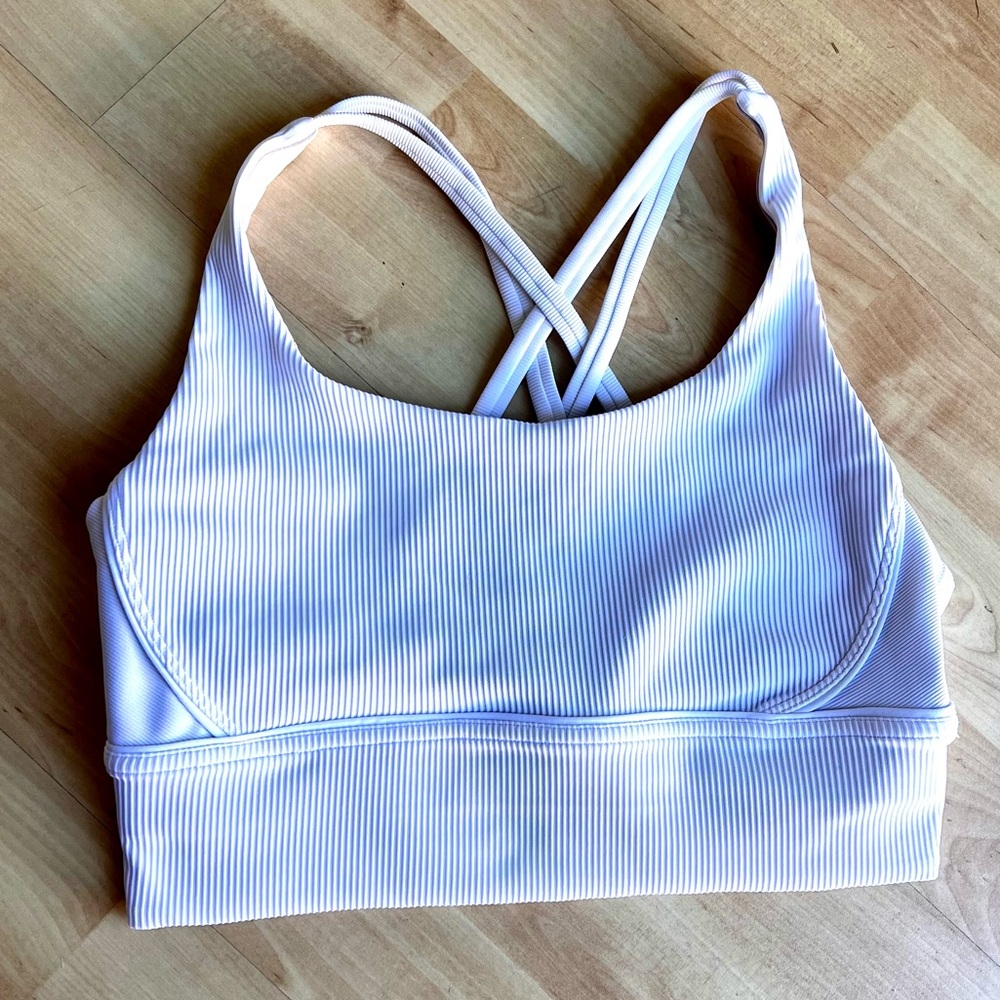 lululemon Energy Longline Ribbed Bra Medium Support, B-D Cups White